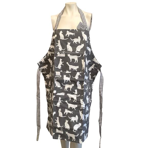 Apron Full Chef Cats Kittens Gray White NWT - Picture 1 of 5